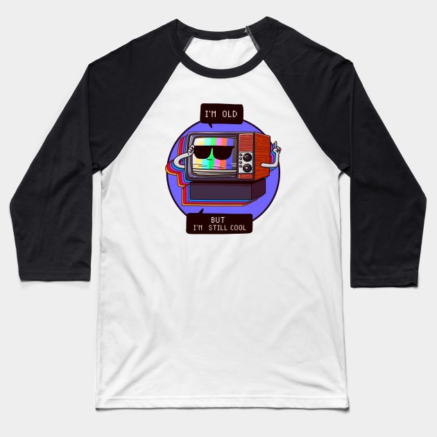 Retrowave, retro TV 80s Baseball T-Shirt by Synthwave1950